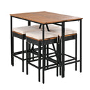 GO 5-Piece Outdoor Acacia Wood Bar Height Table And Four Stools With Cushions, Garden PE Rattan Wicker Dining Table, Foldable Tabletop, High-Dining Bistro Set, All-Weather Patio Furniture, Brown by Montret