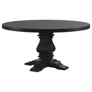 Allende - Round Dining Pedestal Table With Carved Base - Black by HouseOfZazla