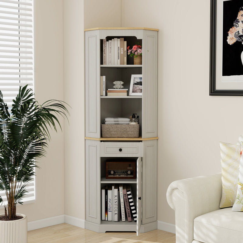 68" Tall Corner Cabinet with Door, Drawer, and Adjustable Shelf, photo 2 of 10