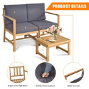 3-in-1 Acacia Wood Loveseat with Separable Coffee Table by LJGDeals