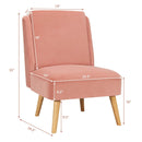 Velvet Accent Armless Side Chair with Rubber Wood Legs for Bedroom by LJGDeals