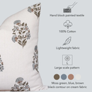 Briar Floral Block Printed Pillow Cover | Blue, Brown, Green by Apartment No.3