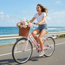 26" Beach Cruiser Bike for Women with Basket and Rear Rack by LJGDeals