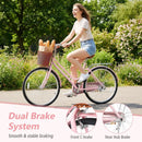 26" Beach Cruiser Bike for Women with Basket and Rear Rack by LJGDeals
