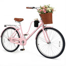 26-Inch Beach Cruiser Bike with Basket and Cup Holder - Pink by LJGDeals