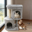 26 Inch Cat Tower with Large Padded Push Perch and Dual Condos by LJGDeals