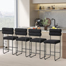26 Inch Counter Height Bar Stools Set of 2 with Metal Frame and Footrest-Black