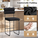 26 Inch Counter Height Bar Stools Set of 2 with Metal Frame and Footrest-Black
