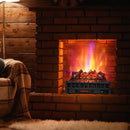 26 Inch Electric Fireplace Heater with Remote Control and Realistic Lemonwood Ember Bed-Black by LJGDeals