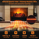26 Inch Electric Fireplace Heater with Remote Control and Realistic Lemonwood Ember Bed-Black by LJGDeals