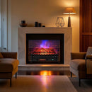 26 Inch WiFi Infrared Quartz Electric Fireplace Insert Logs Heater with Realistic Pinewood Logs-Black by LJGDeals