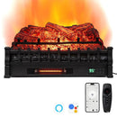 26 Inch WiFi Infrared Quartz Electric Fireplace Insert Logs Heater with Realistic Pinewood Logs-Black by LJGDeals