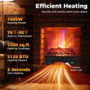 26 Inch WiFi Infrared Quartz Electric Fireplace Insert Logs Heater with Realistic Pinewood Logs-Black by LJGDeals