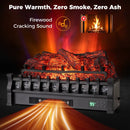 26 Inch WiFi Infrared Quartz Electric Fireplace Insert Logs Heater with Realistic Pinewood Logs-Black by LJGDeals