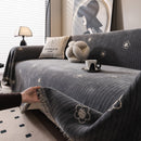 Chenille Camellia Floral Sofa Throw Cover Couch Blanket with Striped Jacquard by Slipcover KAS™