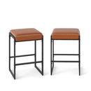 26 inch Bar Stools Set of 2 Counter Height Barstools with Faux Leather Upholstered Seat by LJGDeals