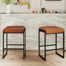 26 inch Bar Stools Set of 2 Counter Height Barstools with Faux Leather Upholstered Seat by LJGDeals