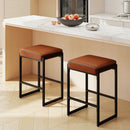 26 inch Bar Stools Set of 2 Counter Height Barstools with Faux Leather Upholstered Seat by LJGDeals