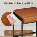 26 inch Bar Stools Set of 2 Counter Height Barstools with Faux Leather Upholstered Seat by LJGDeals