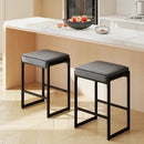 26 inch Bar Stools Set of 2 Counter Height Barstools with Faux Leather Upholstered Seat by LJGDeals