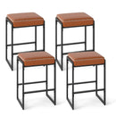 26 inch Bar Stools Set of 4 Counter Height Barstools with Faux Leather Upholstered Seat by LJGDeals