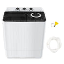 26 LBS Twin Tub Portable Washing Machine with Built-In Drain Pump-Gray