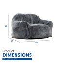 Living Room Bean Bag Sofa Chair With Memory Foam Fillings, Soft Upholstered Bean Bag Armchair - Black / Gray by HouseOfZazla