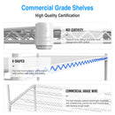 5 Tier 7500lbs Heavy Duty Adjustable Storage Rack Metal Shelf Wire Shelving Unit with Wheels & Shelf Liners - 82" H x 60" L x 24" D - White