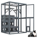 Outdoor Cat House With Shelves And Weather Protection, Removable Wood Boxes - Gray by HouseOfZazla