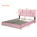 2-Pieces Bedroom Sets,Queen Size Upholstered Platform Bed with Hydraulic Storage System,Storage Ottoman with Metal Legs,Pink