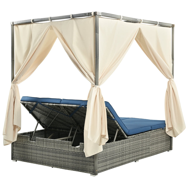 Adjustable Sun Bed With Curtain,High Comfort,With 3 Colors