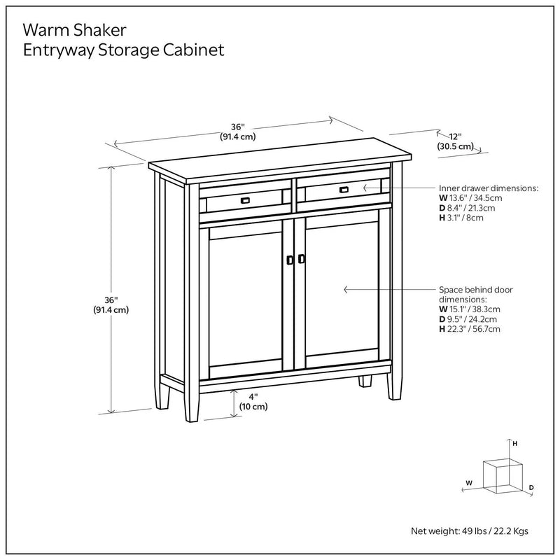 Warm Shaker - Entryway Storage Cabinet - Brown, photo 2 of 4