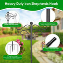 2 Packs 76in Heavy Duty Double Shepherds Hook Bird Feeder Pole Garden Hanging Holder with 4 Adjustable Height 5 Prong Base for Bird Feeder Garden Plan