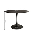 47.24"Modern Round Dining Table,Four Patchwork Tabletops with Black Color Solid Wood Grain Table Top,Metal Base Dining Table, End Table Leisure Coffee Table