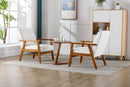 Accent Chairs Set of 2 with Side Table, Mid Century Modern Accent Chair, Wood and Fabric Armchairs Side Chair, Lounge Reading Comfy Arm Chair for Living Room, Bedroom, Office