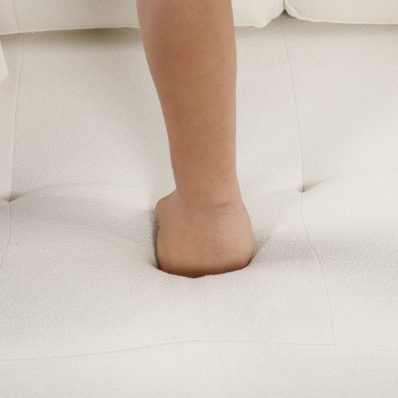 87.4" L-shape Sofa Bed Pull-out Sleeper Sofa with Wheels, USB Ports, Power Sockets for Living Room, Beige