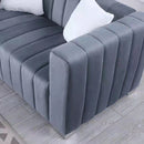 A modern channel sofa take on a traditional Chesterfield,Grey color,3 seater