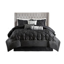 7 Piece Tufted Comforter Set Black Queen