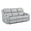 Elonzo - Power Motion Sofa With LED, Power Headrest & Speaker - Light Gray by Unique Piece Furniture