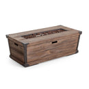 Outdoor Patio Rectangle Gas Burning Fire Pit - Wood Pattern by HouseOfZazla