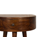 Solid Wood Chestnut Semi Circle Nightstand, 1-Drawer, Nordic Legs
