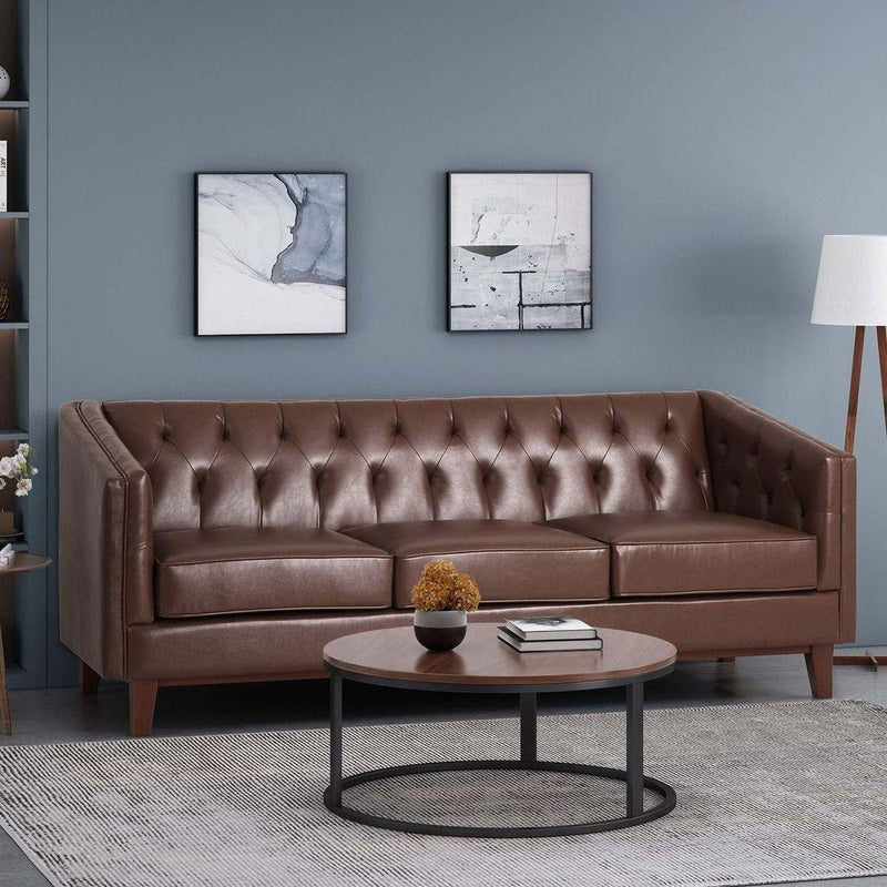 81" PU Sofa,Tufted Back,Solid Wood legs,Living Room and Study
