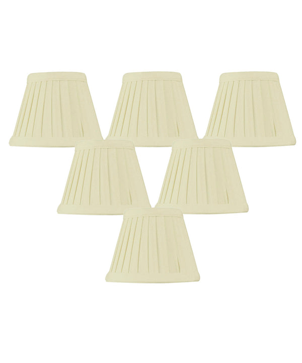 5"W x 4"H Set of 6 Crisp Linen Pleated Clip-on Candelabra Lampshade