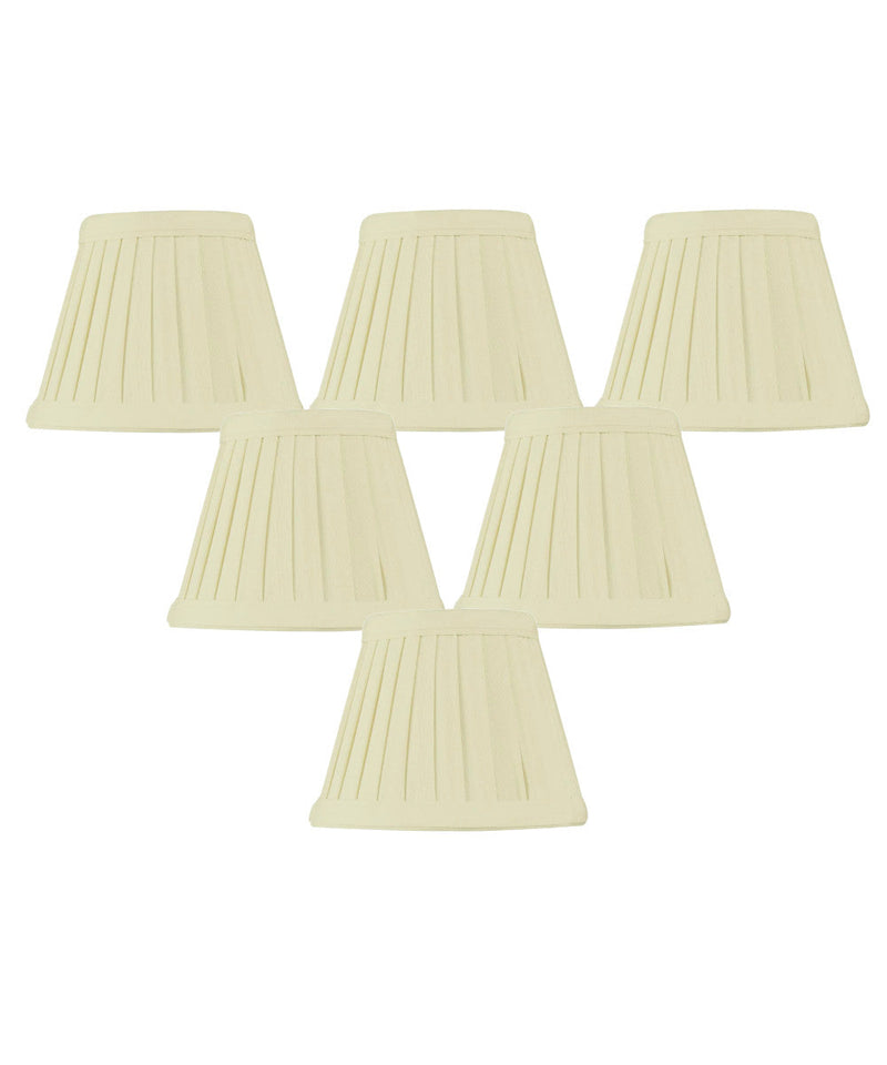 5"W x 4"H Set of 6 Crisp Linen Pleated Clip-on Candelabra Lampshade