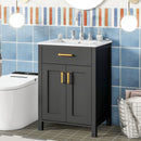 Bathroom Vanity Combo With Ceramic Sink, Luxurious Space-Saving Vanity, 2 Soft Close Doors by HouseOfZazla