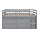 Loft Bed With Retractable Writing Desk And 4 Drawers, With Lateral Portable Desk And Shelves