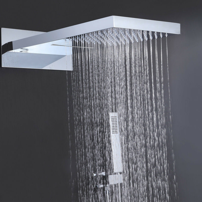 2-Spray Patterns Wall Mount Dual Shower Heads And Handheld Shower With Pressure Balance Valve in Chrome