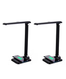 Brilli 15"H LED Desk Lamp (Set of 2) Matte Black Finish with Wireless Charging by LampsUSA