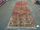 3' 5" X 10' Antique Handmade India Floral Oriental Wool Runner Rug Nice