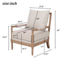 Rubber Wood Accent Chair with Upholstered Fabric and High-Density Sponge Cushion by HouseOfZazla
